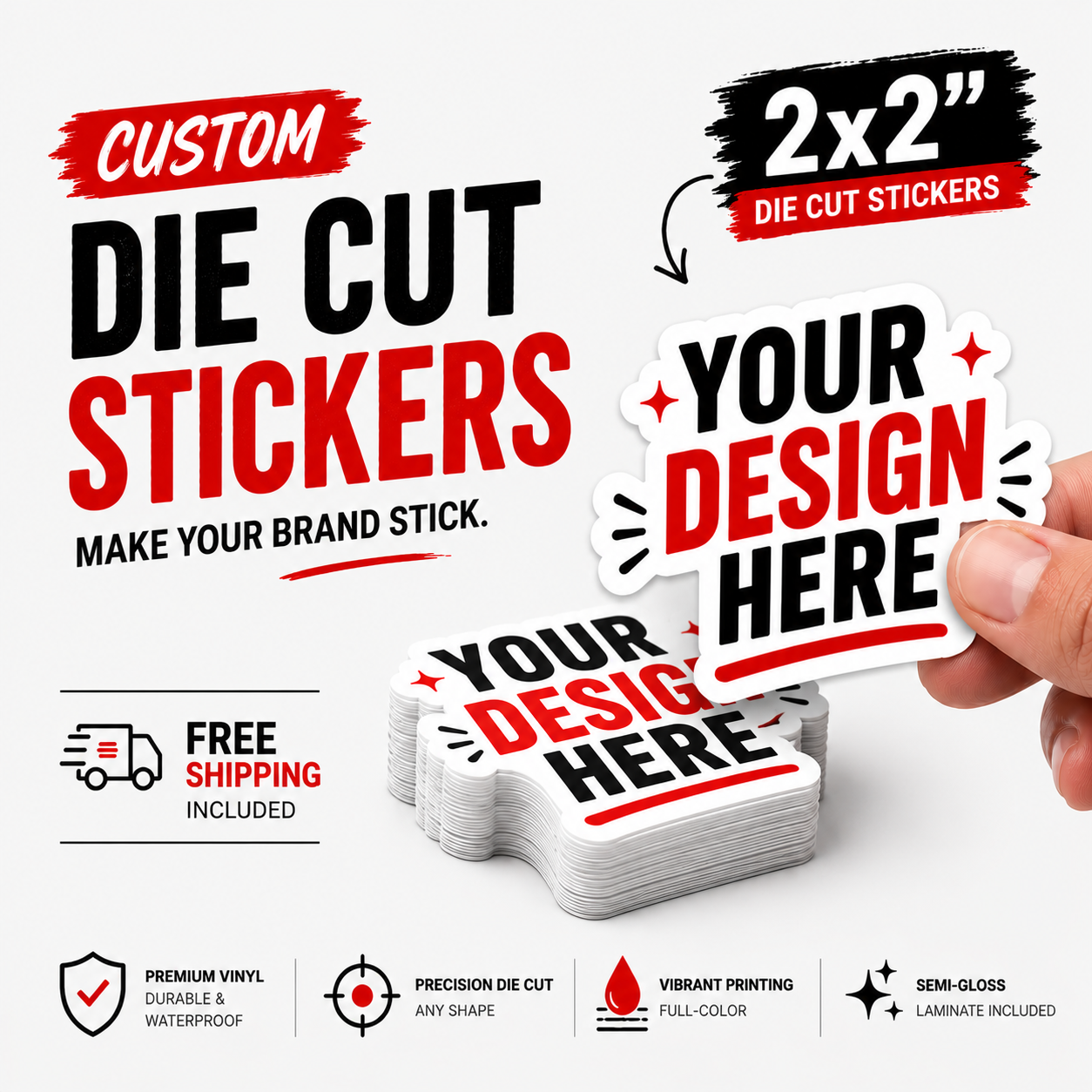 2” × 2” Custom Die-Cut Sticker Pack